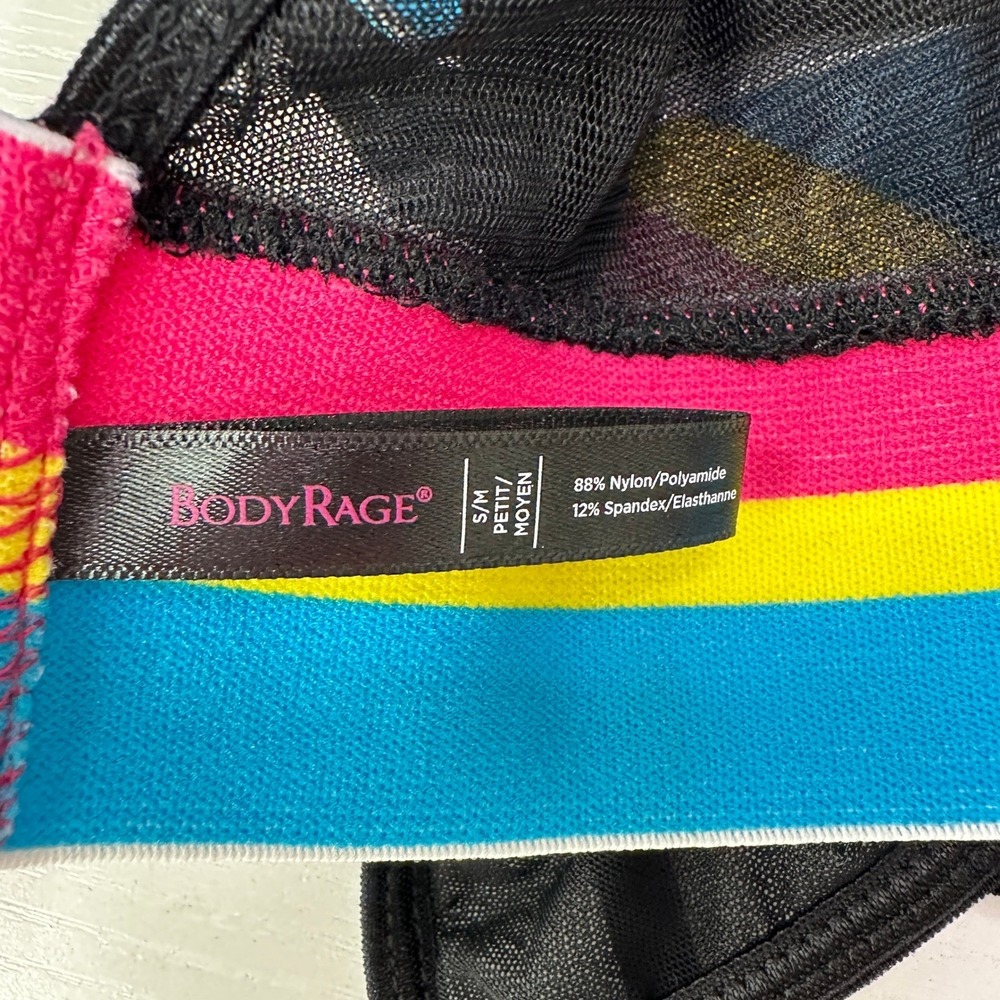 BodyRage Spencers Rainbow Striped Bralette S/M Y2K Festival Rainbow Whimsy - Picture 6 of 9